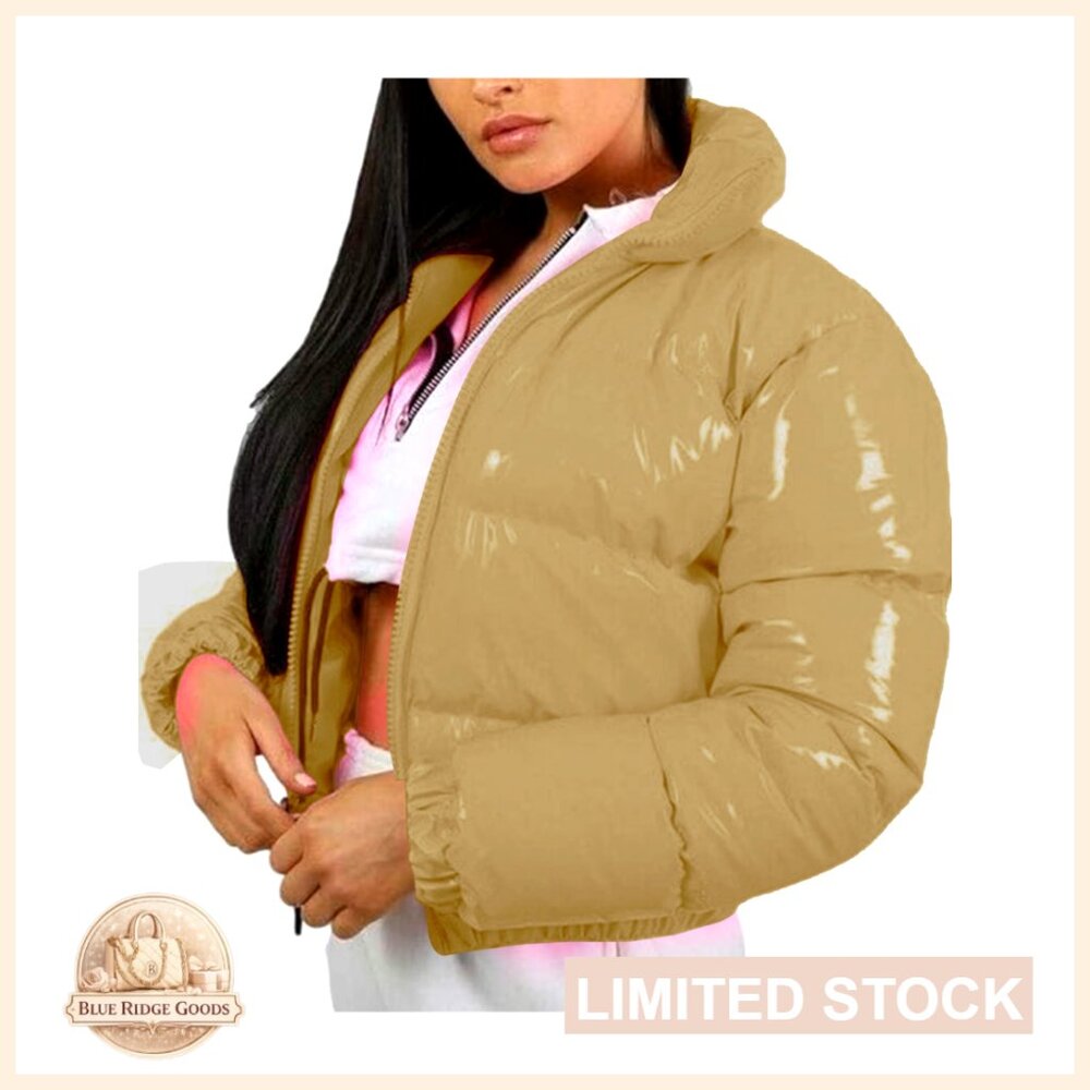 Polyester+Spandex Down Jacket, Stand Collar Slim … - image 1